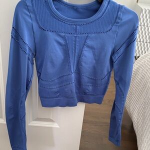 Fabletics Blue Crop Top with Intricate Design